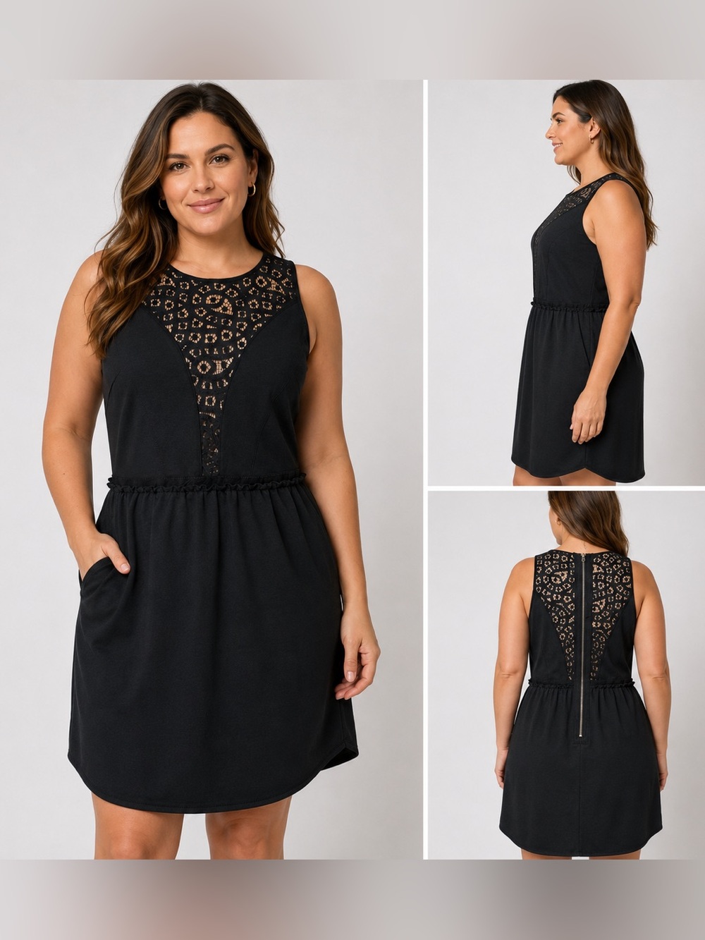 Rebecca Taylor Black Lace Detail Dress Size 10